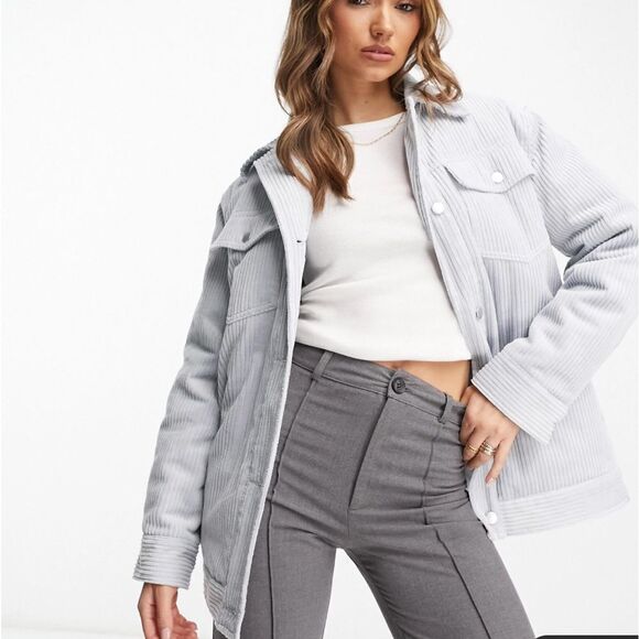 ASOS DESIGN jumbo cord padded jacket in blue‎ Size 8 NWT in packaging - Picture 1 of 6